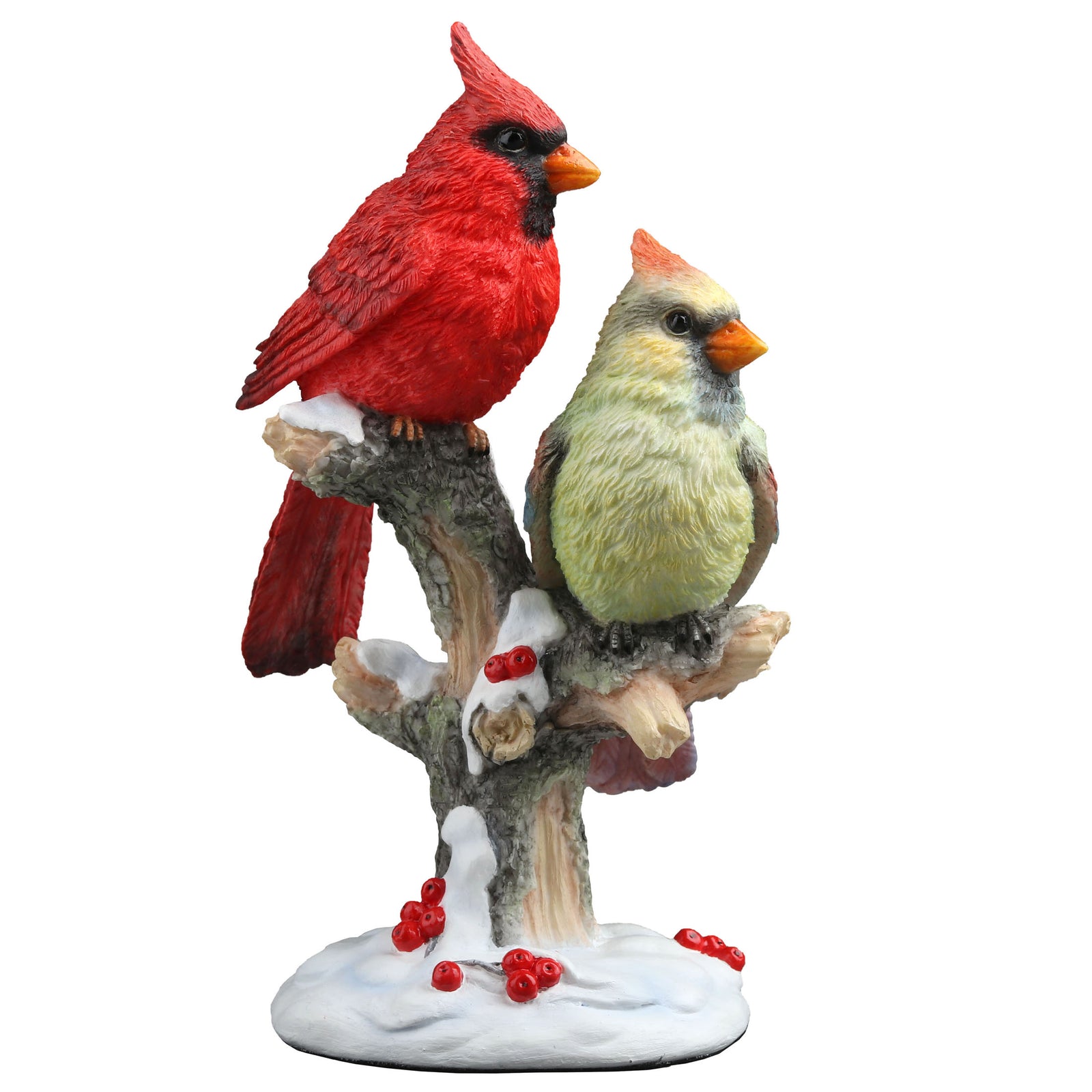 Cardinal Couple on Snowy Branch | Statue of Love, Hope & Nature’s Beauty