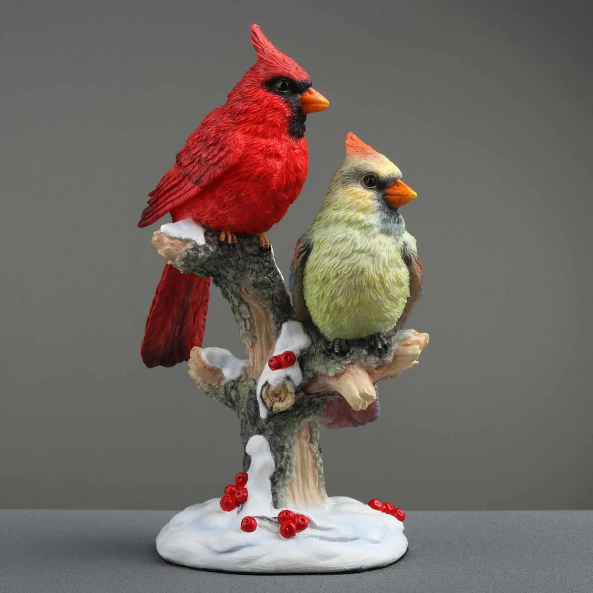 Cardinal Couple on Snowy Branch | Statue of Love, Hope & Nature’s Beauty