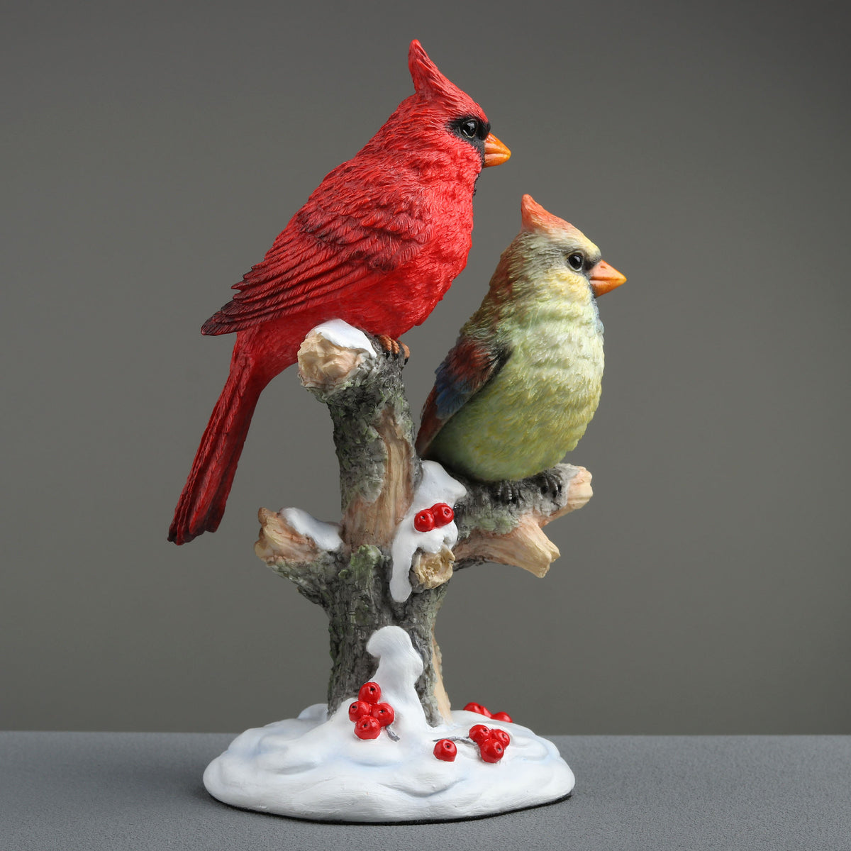 Cardinal Couple on Snowy Branch | Statue of Love, Hope & Nature’s Beauty
