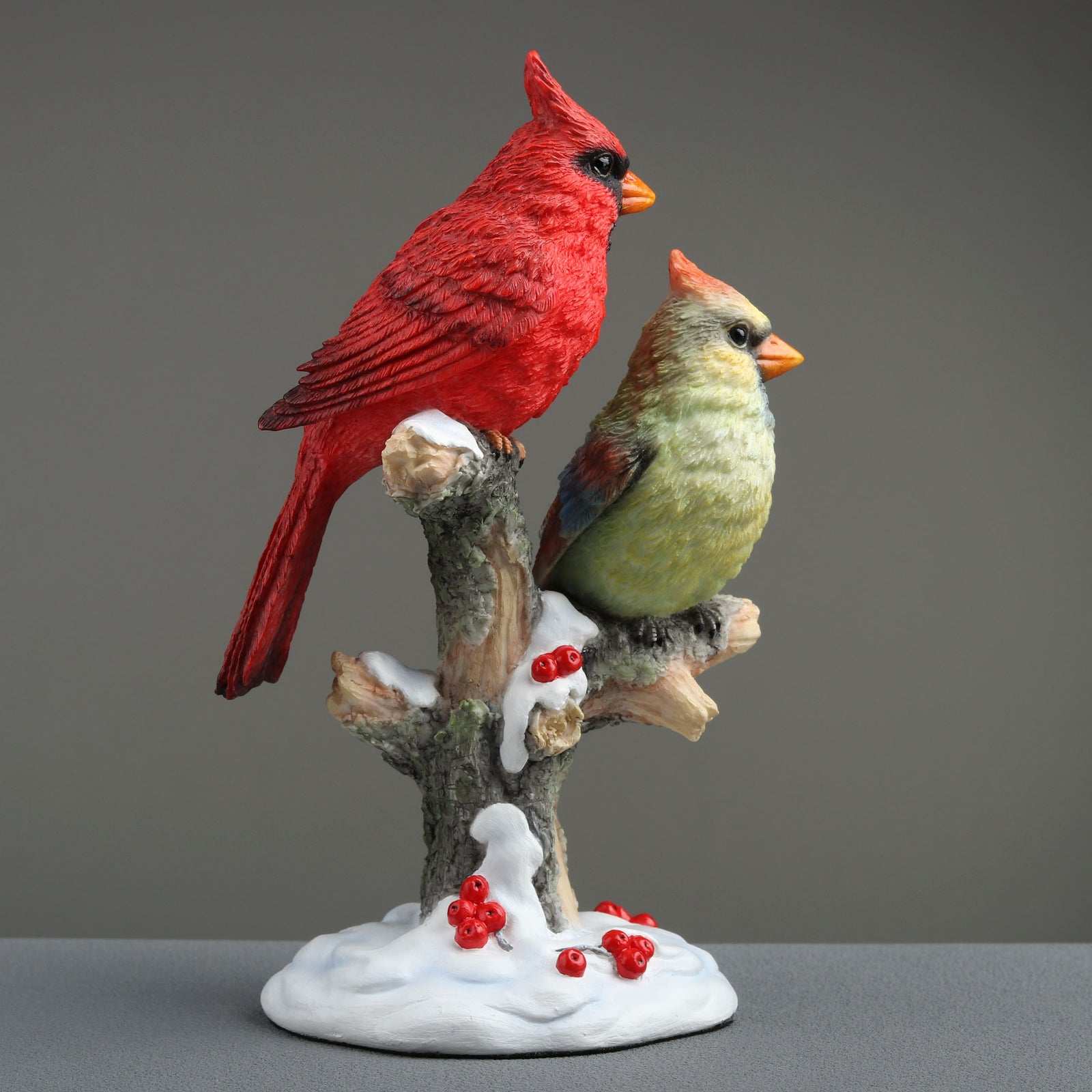 Cardinal Couple on Snowy Branch | Statue of Love, Hope & Nature’s Beauty