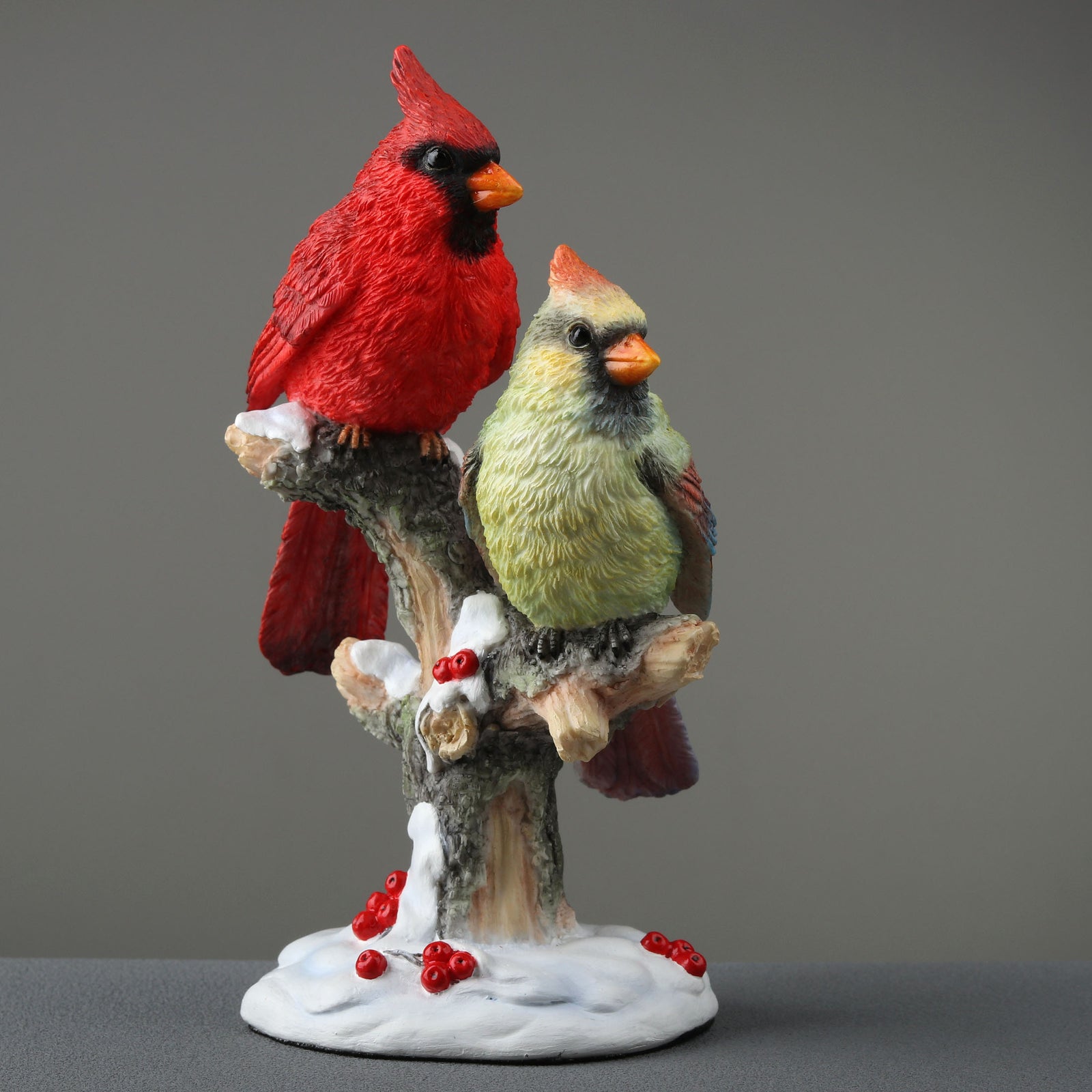 Cardinal Couple on Snowy Branch | Statue of Love, Hope & Nature’s Beauty