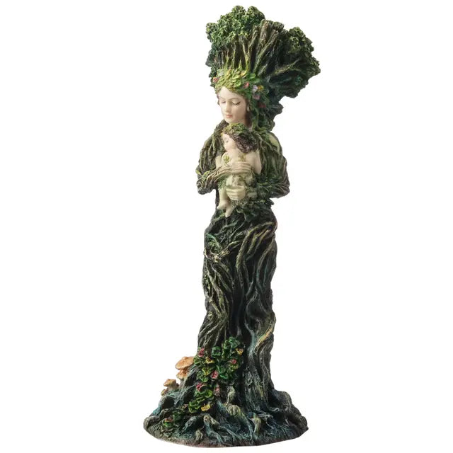 Mother Nature Gaia Statue – Greek Earth Goddess with Baby | Polystone Great Mother Figurine, 8⅜" Tall