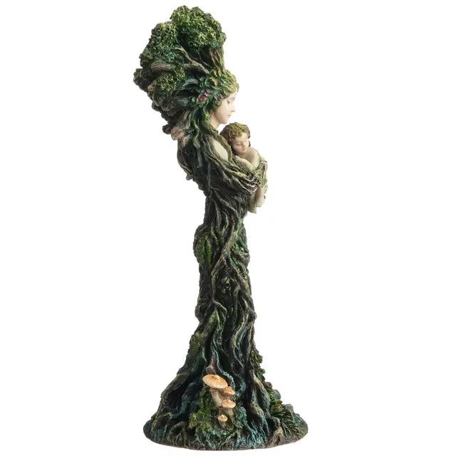 Mother Nature Gaia Statue – Greek Earth Goddess with Baby | Polystone Great Mother Figurine, 8⅜" Tall