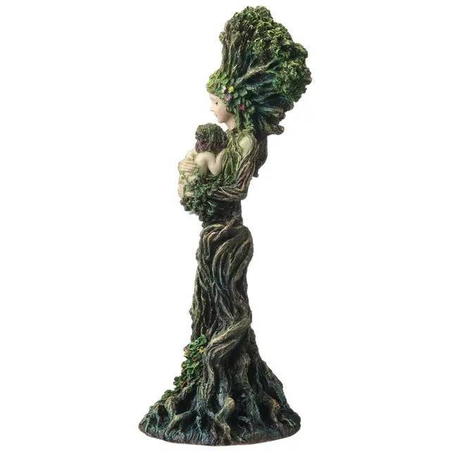 Mother Nature Gaia Statue – Greek Earth Goddess with Baby | Polystone Great Mother Figurine, 8⅜" Tall