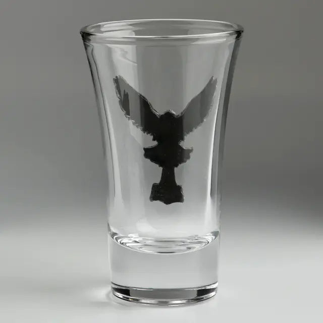 Viking Hawk Shot Glass with Mjölnir | Norse Glass
