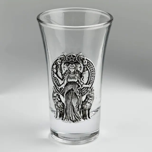 Hecate & Wolves Shot Glass | Greek Goddess Glass