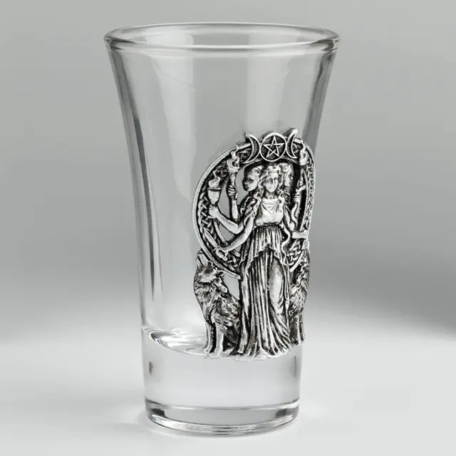 Hecate & Wolves Shot Glass | Greek Goddess Glass