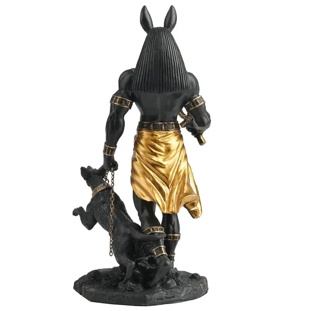 Anubis Egyptian God Statue | Guardian of the Dead with Ankh & Hound - 10½" Tall