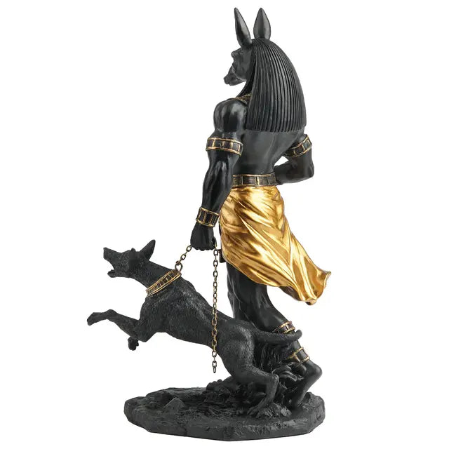 Anubis Egyptian God Statue | Guardian of the Dead with Ankh & Hound - 10½" Tall