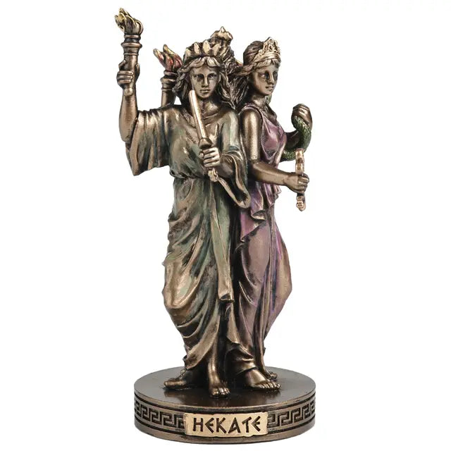 Triple Goddess Hecate Statue | Polystone Triform Figure, 3¾"