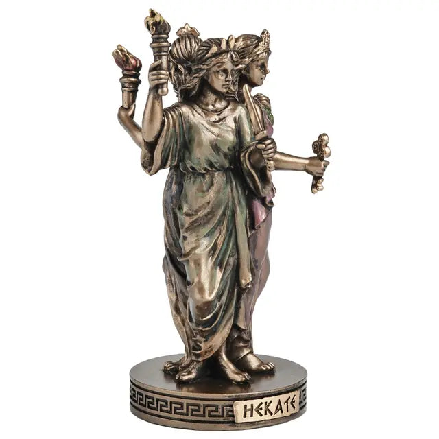 Triple Goddess Hecate Statue | Polystone Triform Figure, 3¾"
