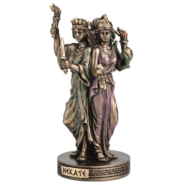 Triple Goddess Hecate Statue | Polystone Triform Figure, 3¾"
