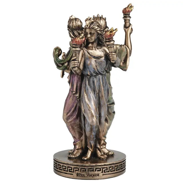 Triple Goddess Hecate Statue | Polystone Triform Figure, 3¾"