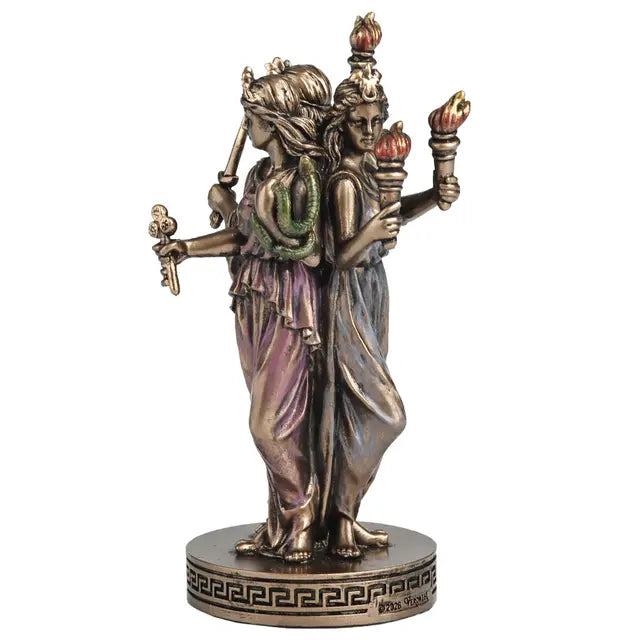 Triple Goddess Hecate Statue | Polystone Triform Figure, 3¾"