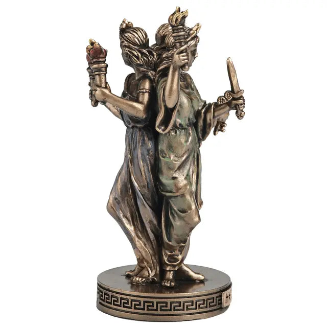 Triple Goddess Hecate Statue | Polystone Triform Figure, 3¾"