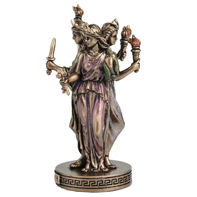 Triple Goddess Hecate Statue | Polystone Triform Figure, 3¾"