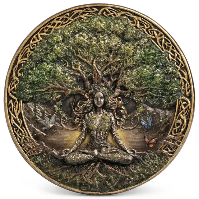 Goddess & Tree of Life Wall Plaque | Meditating Feminine Figure