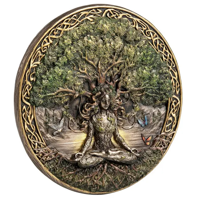 Goddess & Tree of Life Wall Plaque | Meditating Feminine Figure