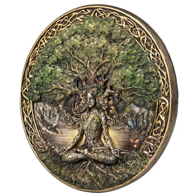 Goddess & Tree of Life Wall Plaque | Meditating Feminine Figure