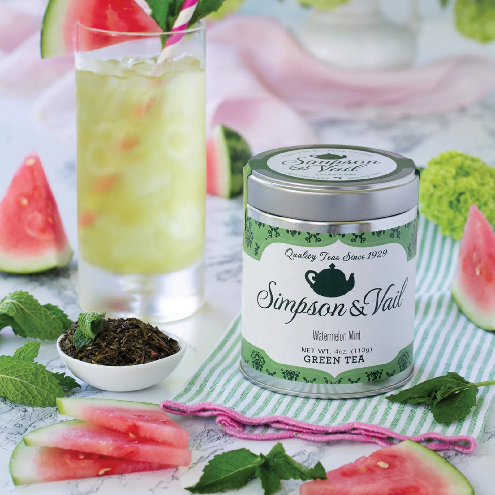 Watermelon Mint Green Tea 4 Ounce Tin
