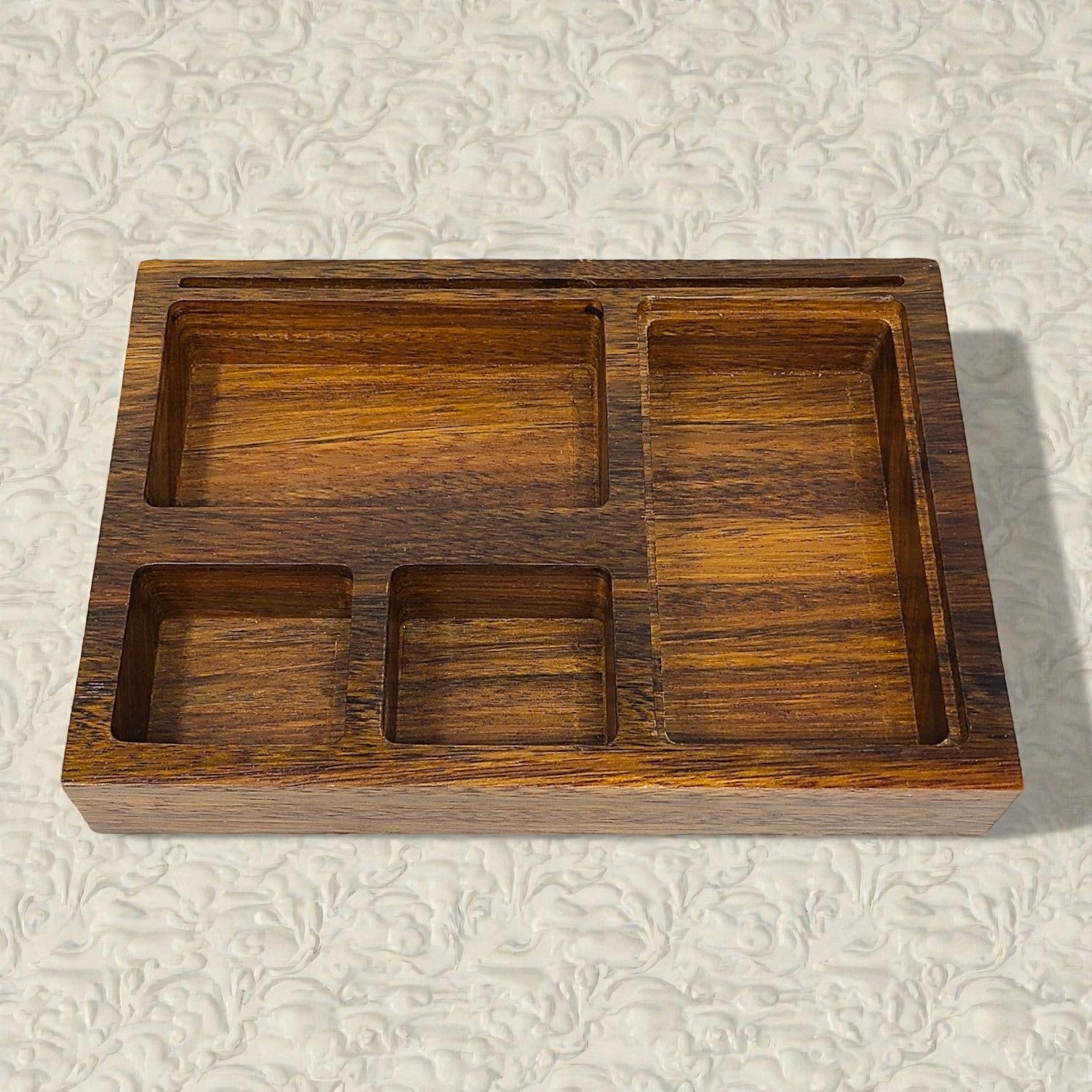Wooden Altar & Tarot Storage Tray – Sectioned Organizer with Card Slot (9.5"L x 6.75"W x 1.5"H)