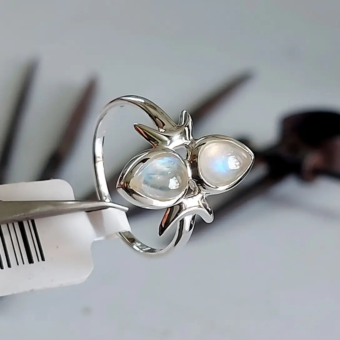 The Seasons of Life Sterling Ring - Rainbow Moonstone