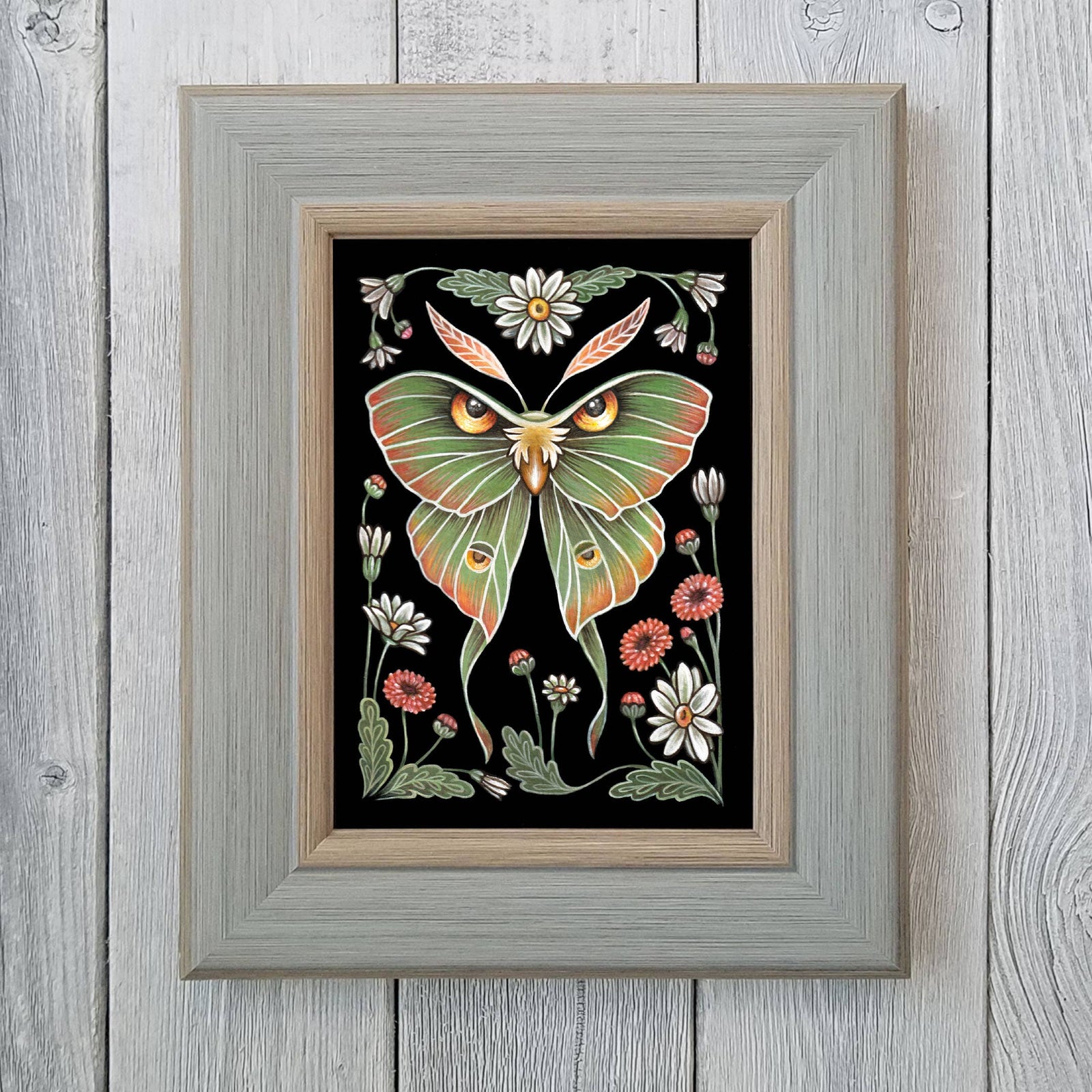 Moth Art Print Folk Decor Print