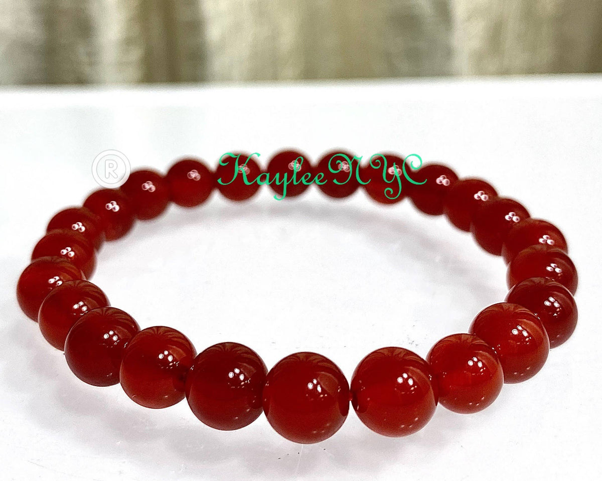 Carnelian 8mm 7.5” Crystal Healing Stretch Bracelet