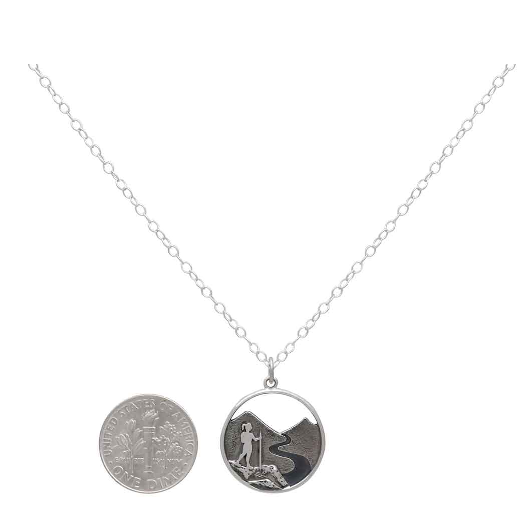 Sterling Silver 18 Inch Hiking Girl Necklace