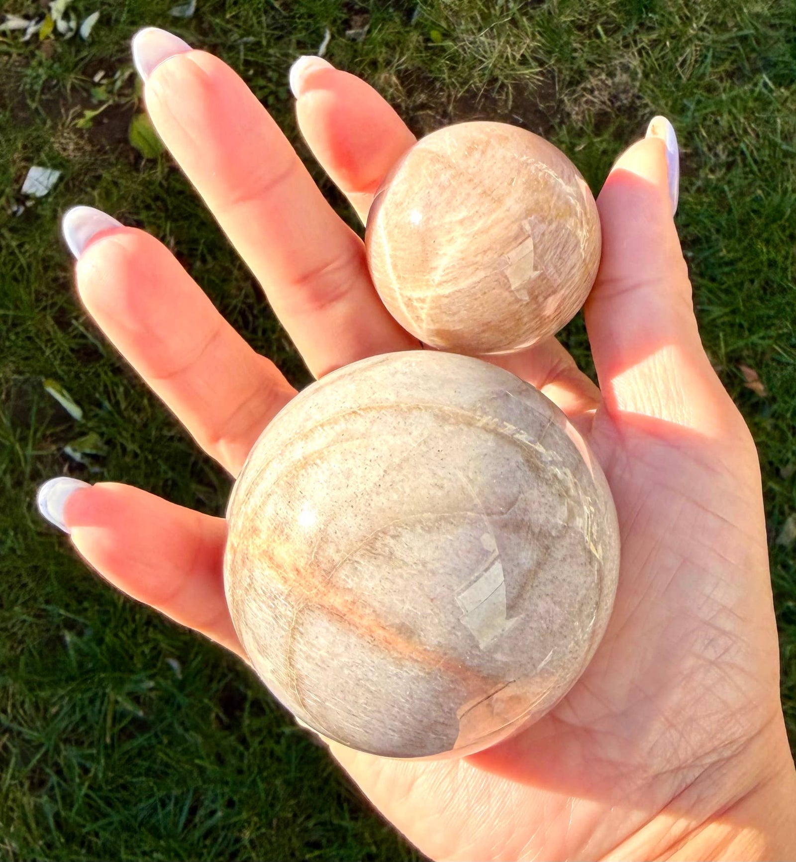 Peach Moonstone Sphere - 40-50mm Crystal Ball for Calm & Intuition
