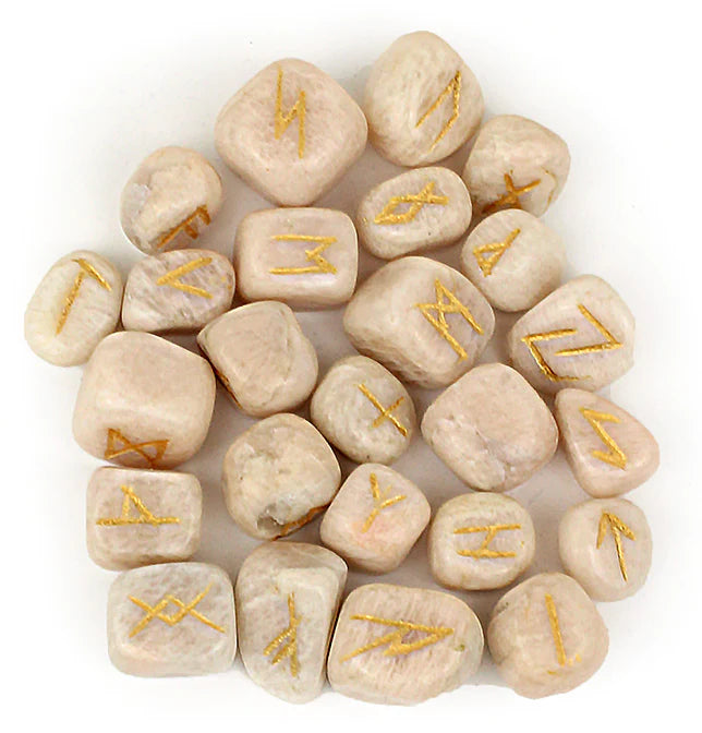 Moonstone Runes Set of 25 - Intuitive Divination Tool - Cast a Stone