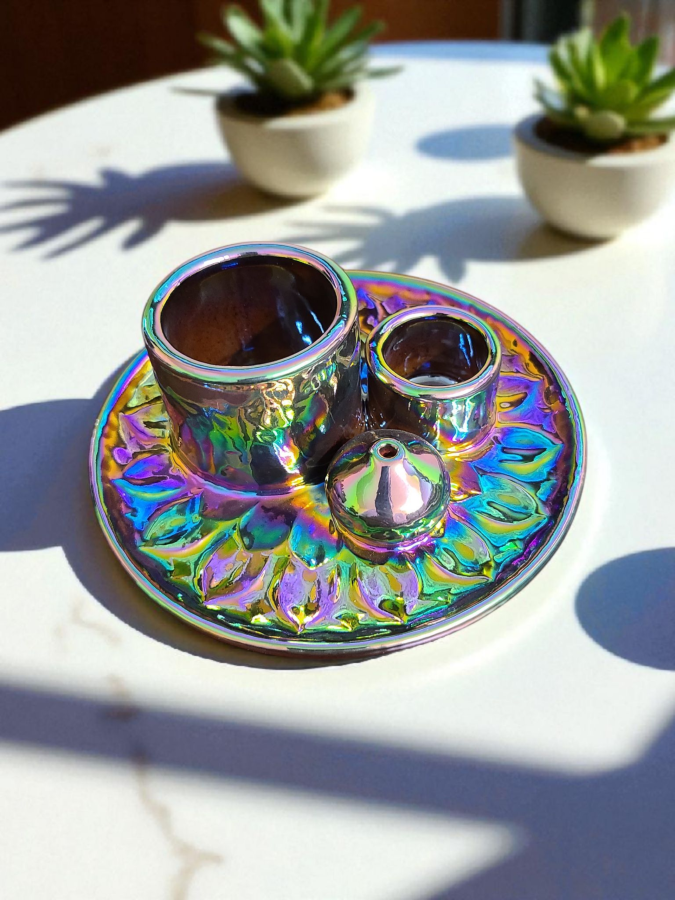 Ceramic Burner - 5" (Smudge Stick Palo Santo Wood & Incense Burner)