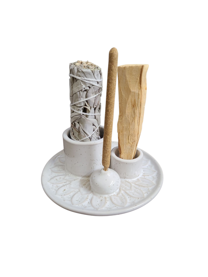 Ceramic Burner - 5" (Smudge Stick Palo Santo Wood & Incense Burner)
