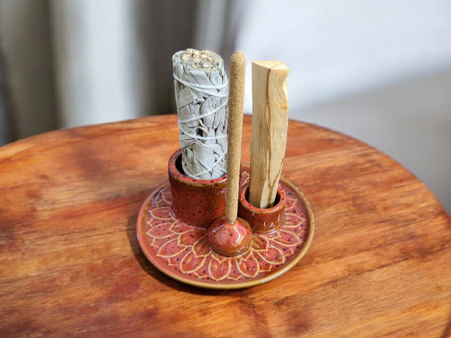 Ceramic Burner - 5" (Smudge Stick Palo Santo Wood & Incense Burner)
