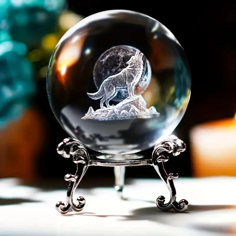 Clear Glass Sphere with Engraved Image