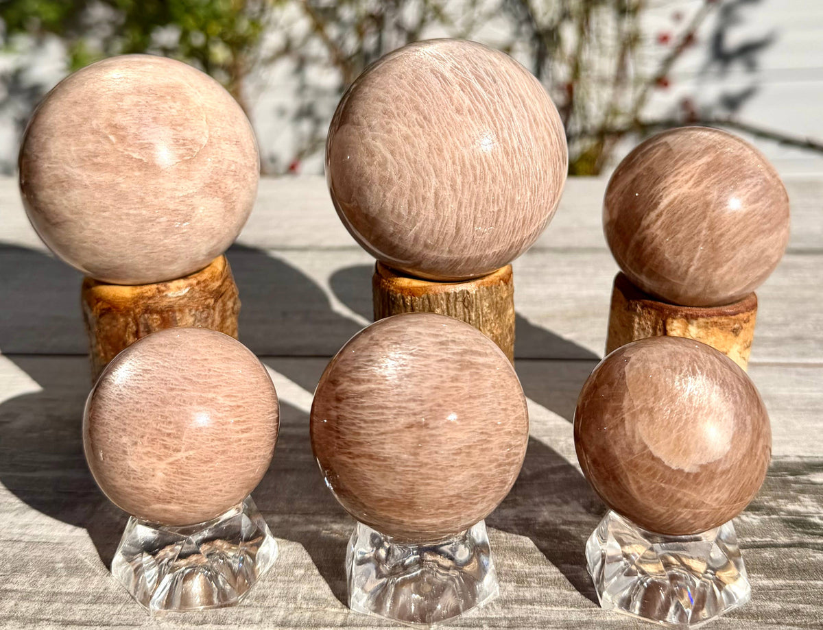 Peach Moonstone Sphere - 40-50mm Crystal Ball for Calm & Intuition