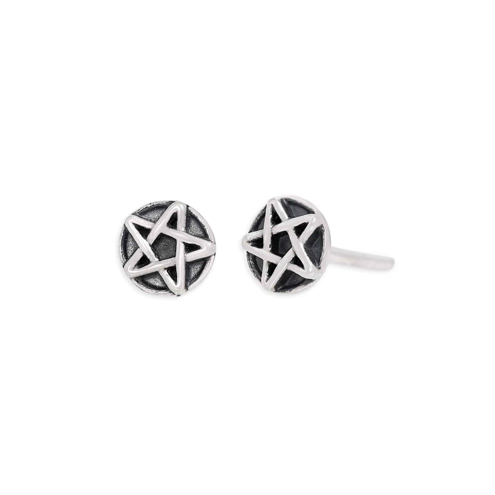 Sterling Silver Pentacle Post Earrings 5x5mm