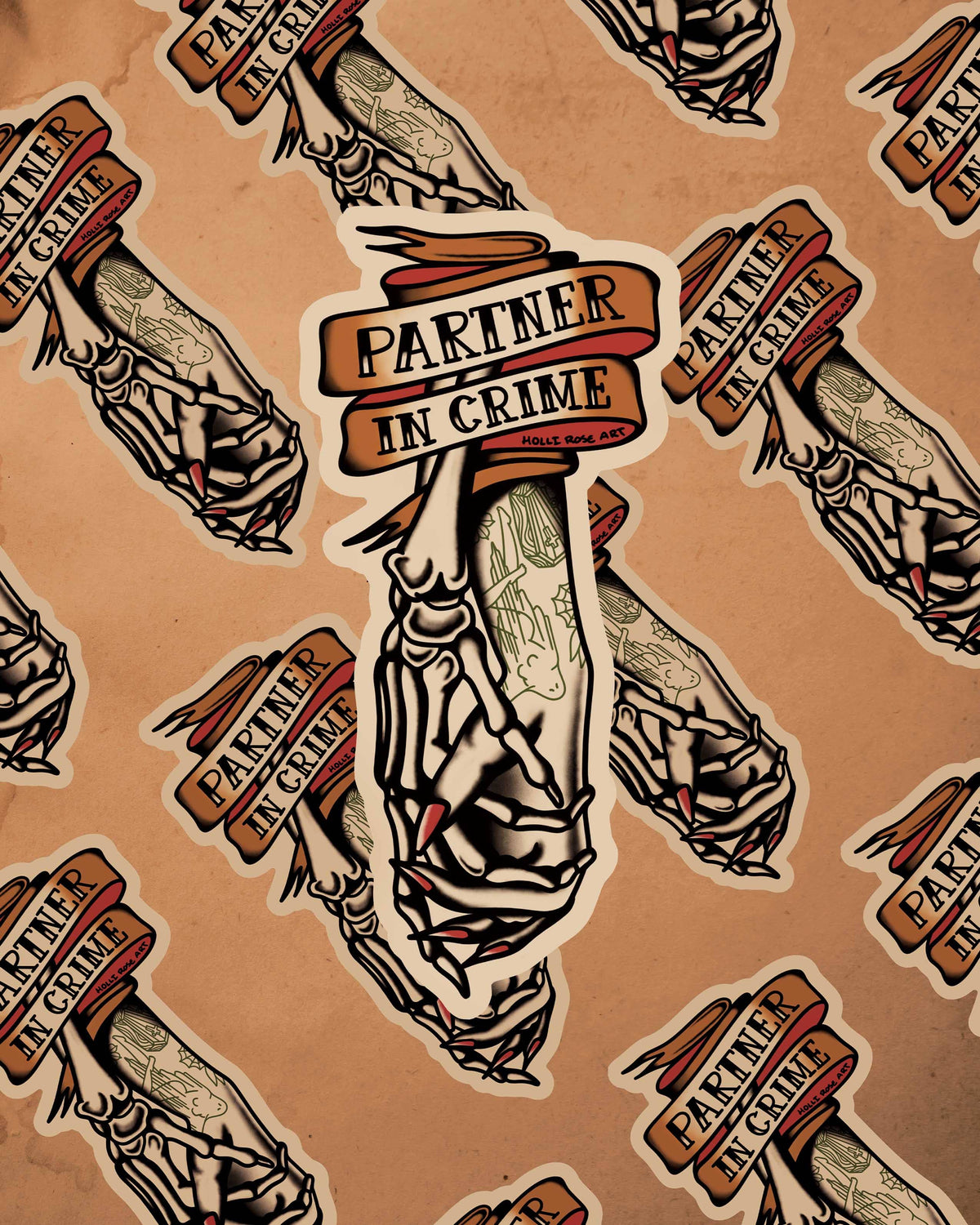 Partner In Crime American Traditional Tattoo Sticker