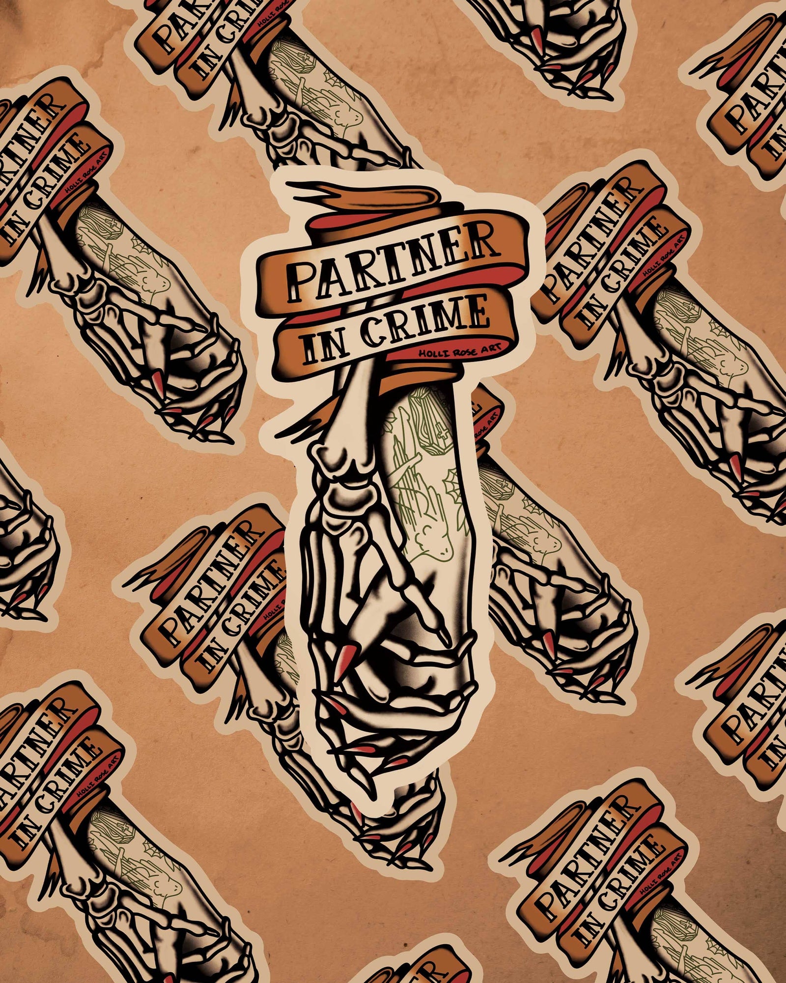 Partner In Crime American Traditional Tattoo Sticker