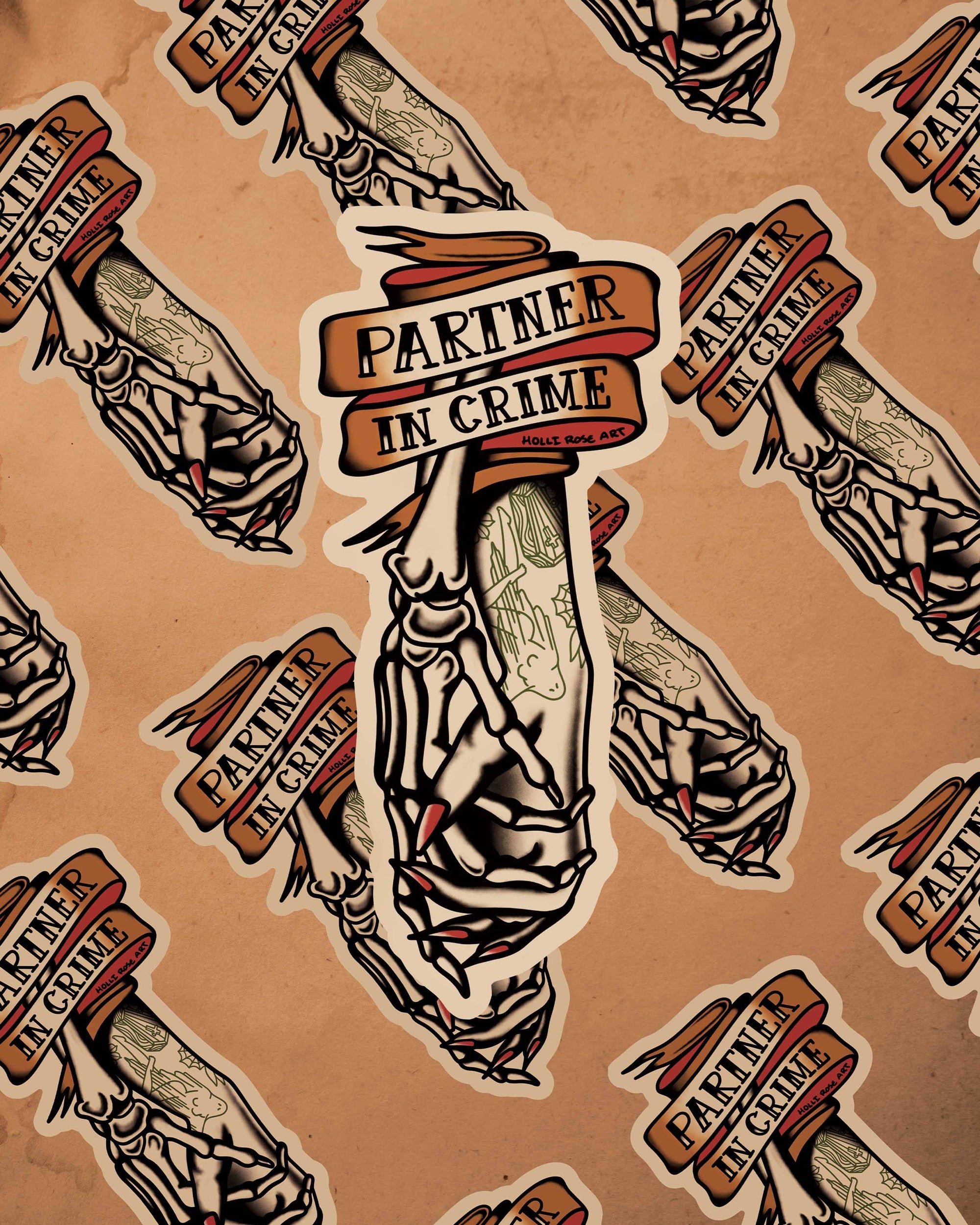 Partner In Crime American Traditional Tattoo Sticker