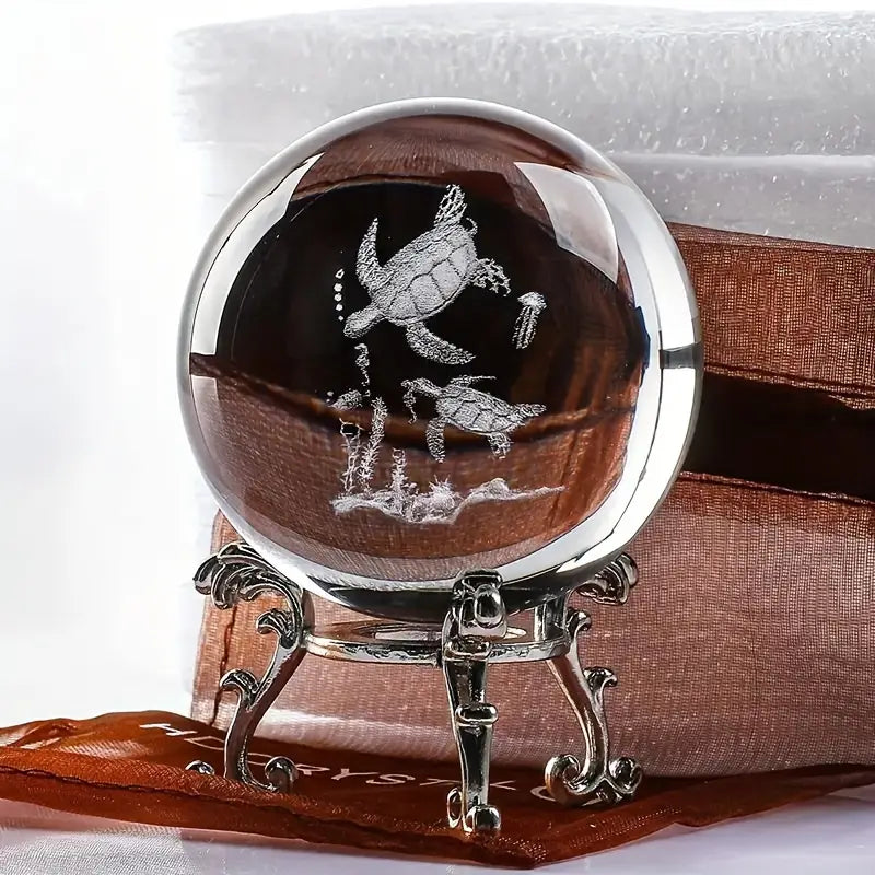 Clear Glass Sphere with Engraved Image
