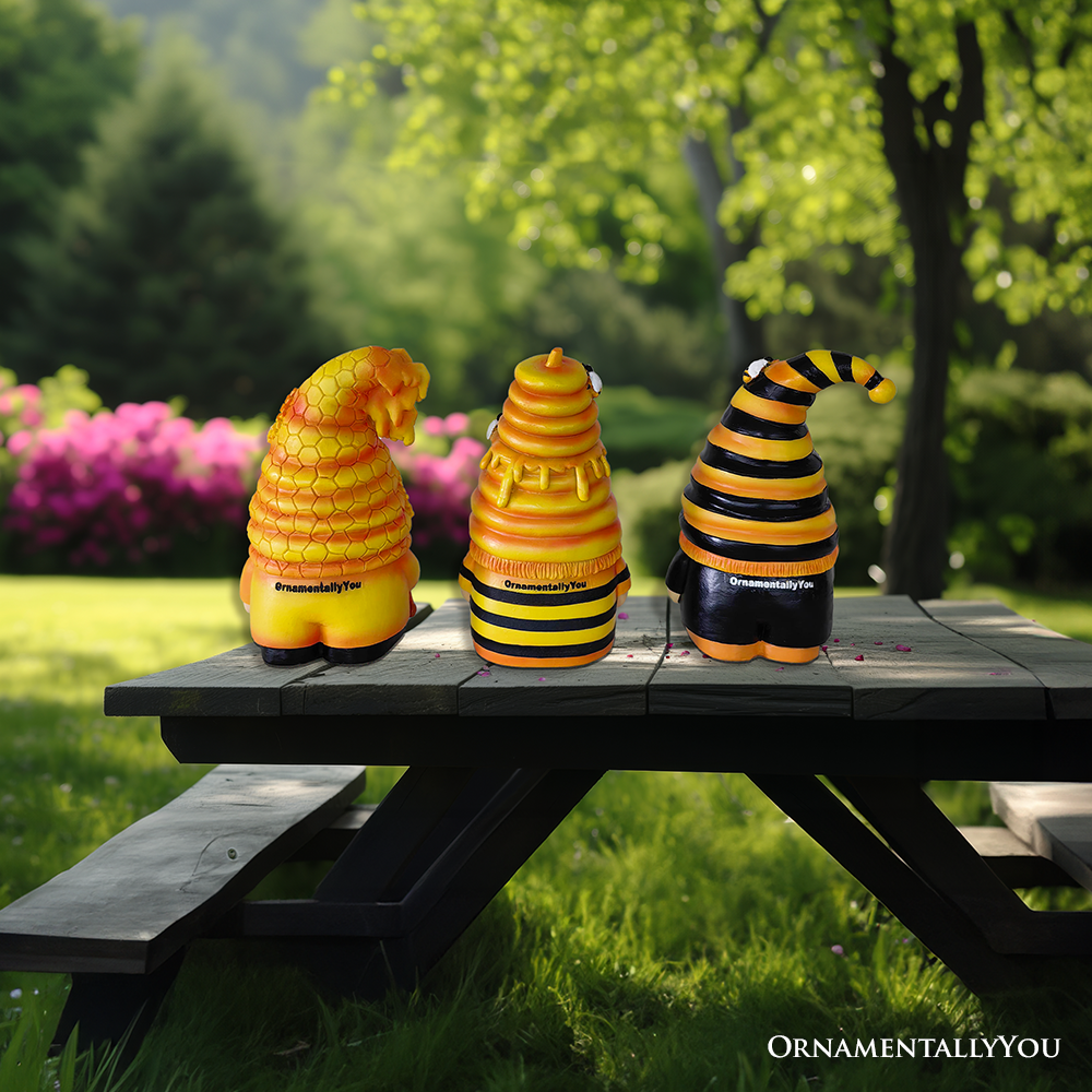 Buzzy Bumble Bee Gnome Figurine – Whimsical Bee Decor | Hand-Painted Resin Statue