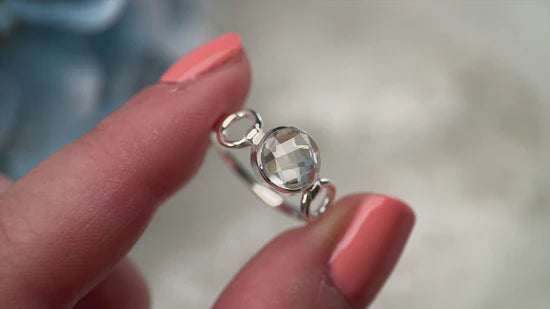 Crystal Quartz Sterling Silver Trinity Ring