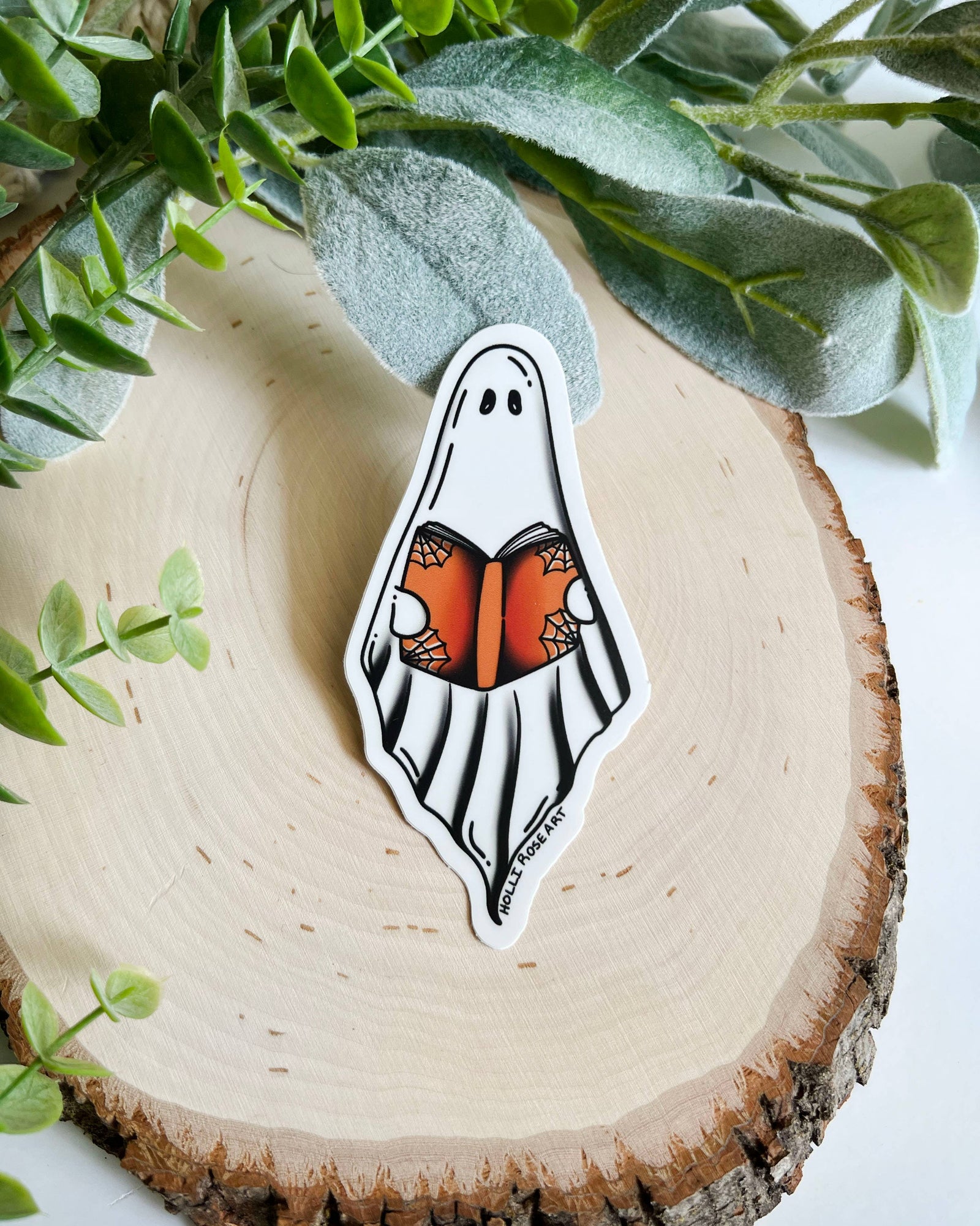 A Spooky Read Ghost Book Sticker