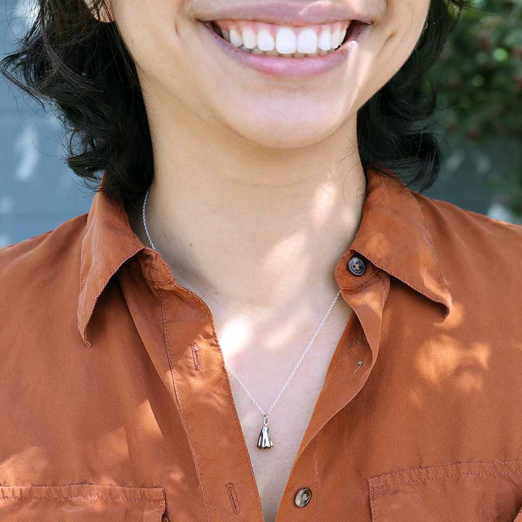 Sterling Silver 3D Ghost Charm Necklace 18 Inch