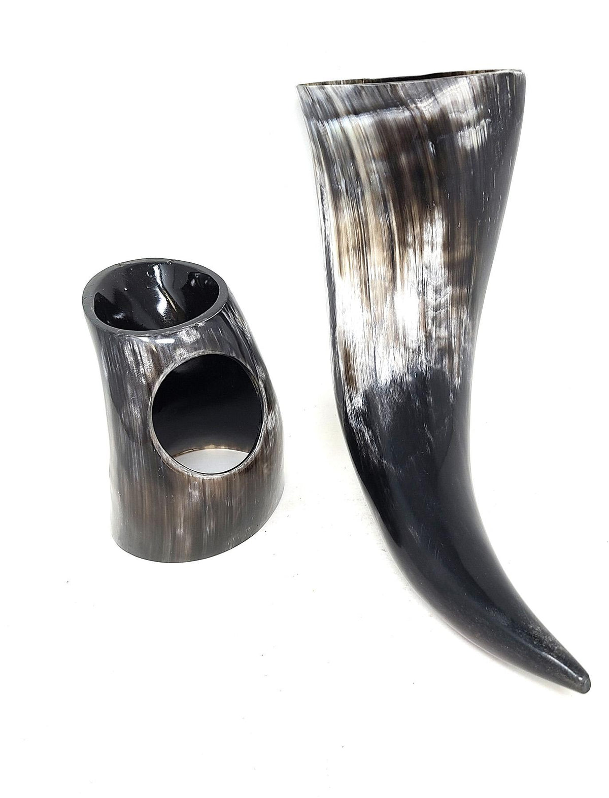 Authentic Viking Drinking Horn with Stand & Leather Frog – Handcrafted Medieval Horn
