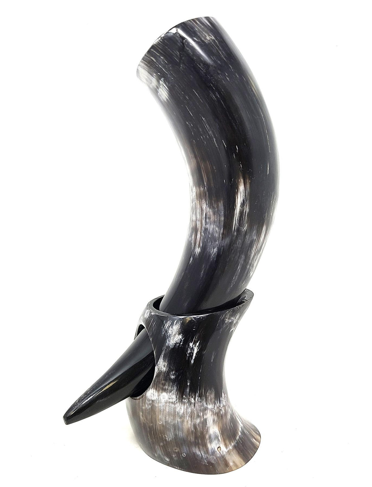 Authentic Viking Drinking Horn with Stand & Leather Frog – Handcrafted Medieval Horn