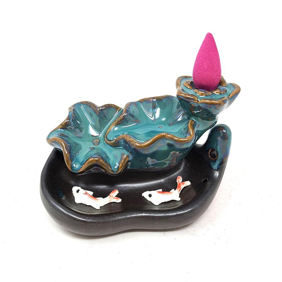 Lotus & Koi Waterfall Backflow Incense Burner (4.5" x 3")