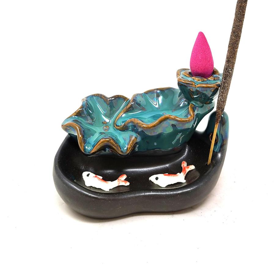 Lotus & Koi Waterfall Backflow Incense Burner (4.5" x 3")