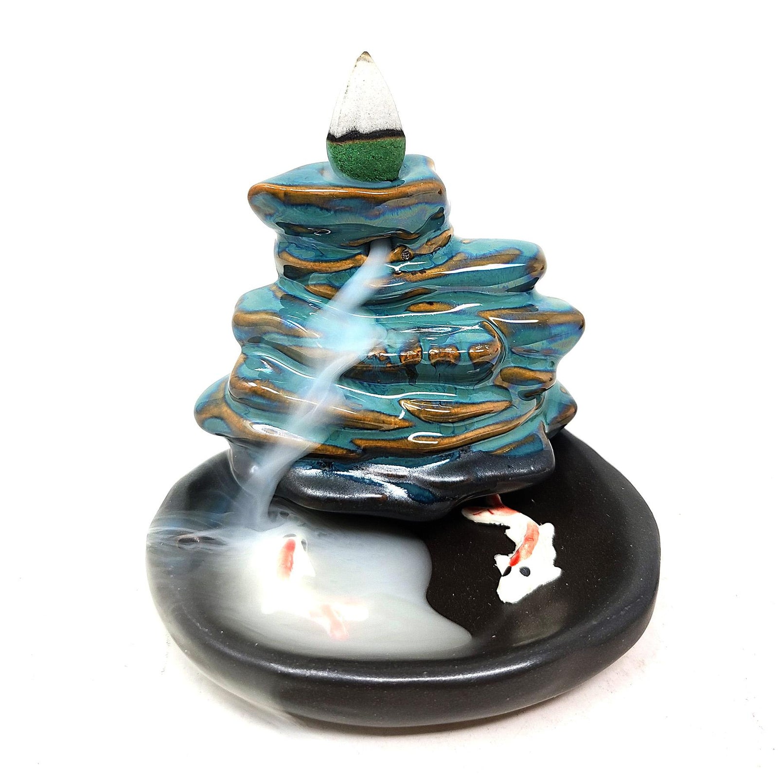 Lotus & Koi Waterfall Backflow Incense Burner (3.75" x 3")